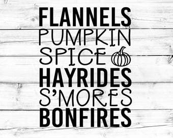 Fall List SVG - Png, Pumpkin Spice Svg, Fall Svg, Pumpkin Svg, Smores Svg, Cricut Svg, Svg Files for Cricut