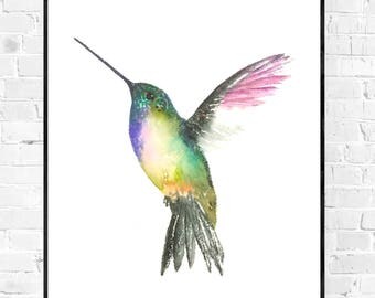 Original Hummingbird painting-original painting-colorful art-animal painting-wall art-watercolor painting-bird lovers-zen watercolor-bird