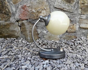 Art deco Vintage Table Lamp / Chrome & Glass / Bedside Lamps / Austria 30s 40s