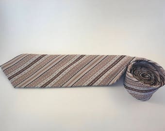Vintage WEMLON BY WEMBLEY retro pattern brown/white necktie