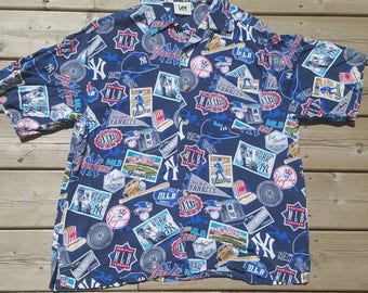 Lee Sport New York Yankees Short Sleeve Button Up Shirt Vintage MLB World Series