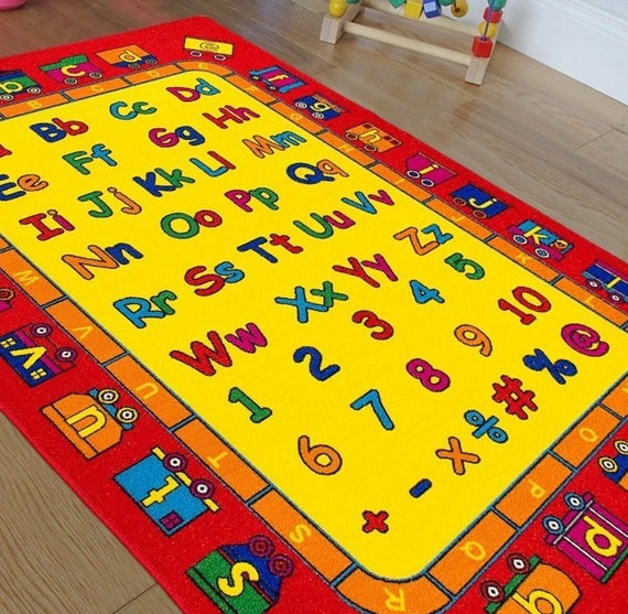 Handcraft Rugs-Kids Rugs.Educational/Play Time. Red And