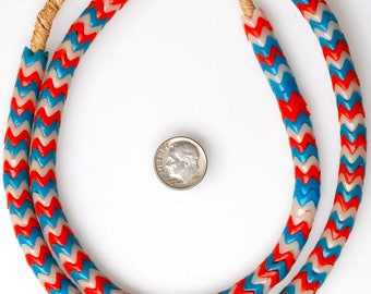 26 Inch Strand of 9mm French Glass Snake Beads - Vintage African Trade Beads - #SNA362