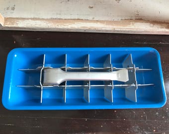 Blue Enamel Ice Tray - Great Retro Look - Vintage Metal Ice Tray