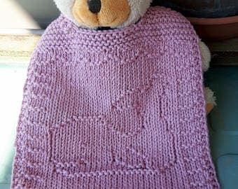 Bib "whale" all cotton, old rose