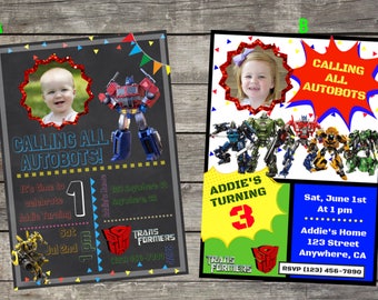 Personalized Hasbro Transformers Birthday Invitation- Digital File Only- DIY 5x7