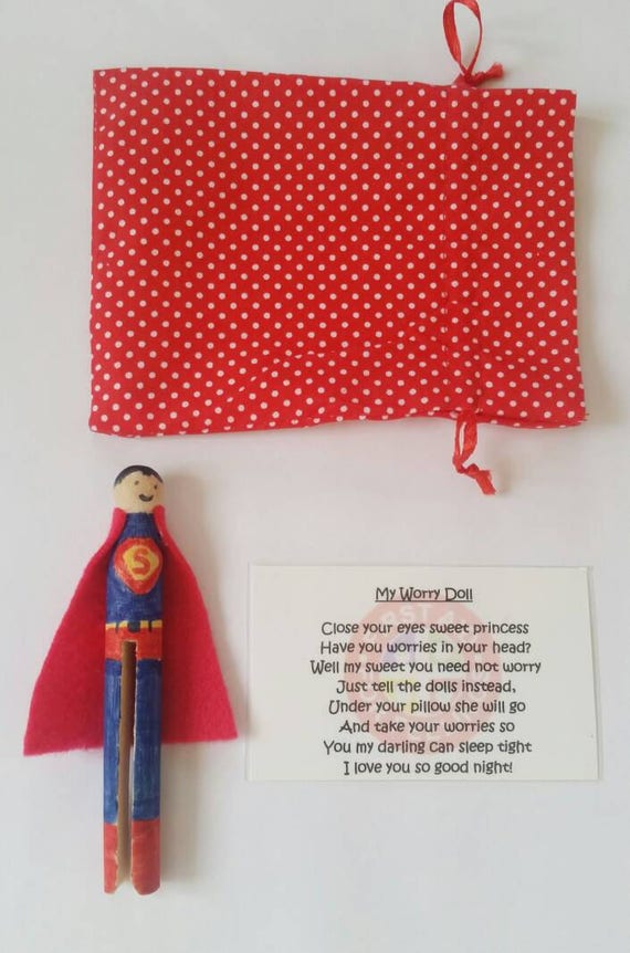 Super man worry doll and poem. Worry doll. Emotional literacy.