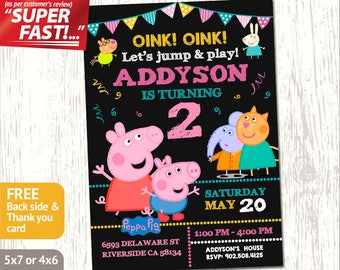 PEPPA PIG BIRTHDAY Invitation, Peppa Pig Party Invitation, Peppa Pig Invitation, Peppa Pig Invite, George Pig Birthday Invitation, v1g