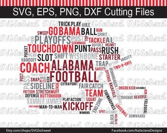 Alabama svg, AL Football svg, Football Helmet Word Cloud, Rammer Jammer, SVG, png, Eps, Dxf, Silhouette Cutting Files