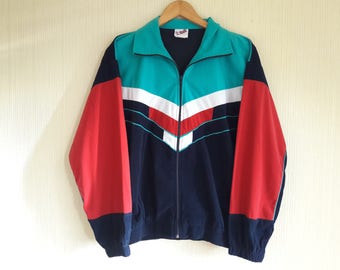 Vintage womens windbreaker, Blue, red and white Windbreaker, Sport Jacket, womens windbreaker XS, 90s windbreaker, windbreaker vintage