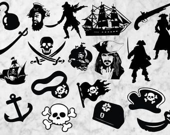 Pirates Svg Silhouette, Pirates Cut files, Clip art, t shir design, Pirate hat for cricut, pirates of the caribbean svg, ships dxf, pirate