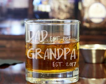 Pregnancy Reveal To Grandpa - Grandpa Est. Whiskey Glass - Gift for Grandpa - Baby Reveal Ideas - New Grandpa Gifts - Baby Announcement