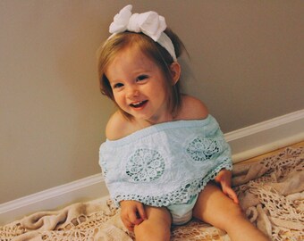 Baby lace romper, mint romper, baby girl romper, baby romper, summer romper, lace romper, baby photo prop