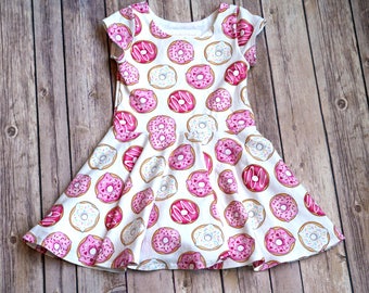Donut Dress. Food Dress. Baby Dress. Toddler Dress. Little Girl Dress. Twirl Dress. Twirly Dress. Play Dress. Pink Donut Dress.