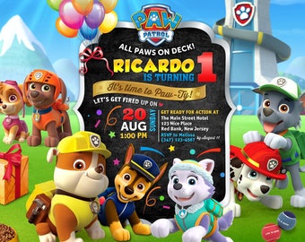Paw Patrol Birthday Invitation, Paw Patrol Birthday Party, Paw Patrol Invitation, Paw Patrol Invite Printable File, Paw Patrol Party