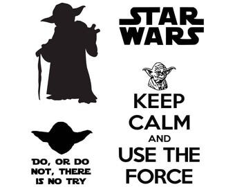 Star Wars svg, Master Yoda svg, SVG, DXF, Png Vector Cut File Cricut Design Silhouette Stencil Decal Vinyl Heat Transfer Iron Paper