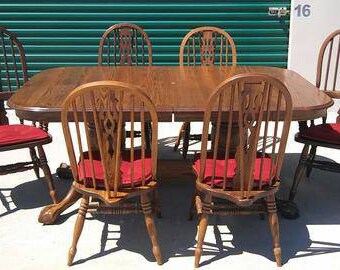 Vintage 7 Piece Solid Wood Formal Dining Room Set - Brown
