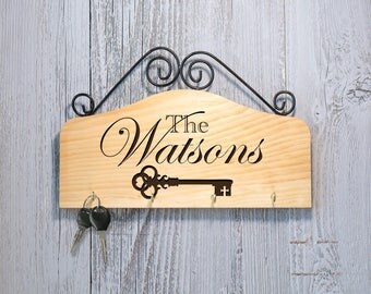 Personalized Key Hooks~ Key- Housewarming Gift, Wedding Gift, Anniversary, Engagement Gift