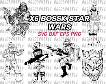 bossk svg, clipart, eps, png, dxf, star wars, starwars, cut files, vector, decal, vinyl, silhouette