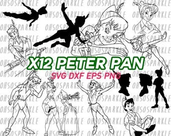 peter pan svg, peterman, clipart, png, eps, dxf, cut files, decal, stencil, vinyl, silhouette, vector , line art, neverland
