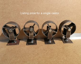 Industrial furniture metal castors casters with cast iron caster wheel vintage 7,5 cm