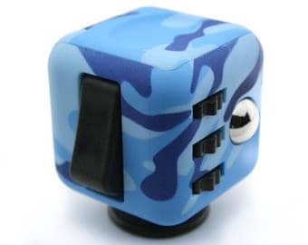 Fidget Cube Blue Camo Six Sided Fidgets Toy For Relief from Stress, Anxiety, ADHD, ADD and Boredom