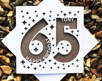 Personalised Happy 65th Birthday, Happy 65th, 65th Birthday Cards, Laser Cut, Birthday Cards, 65th Dad, 65th Mum, Personalised cards
