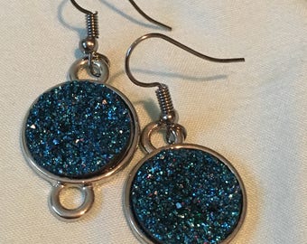 Shimmering blue rock earrings
