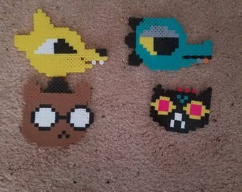 Night in the Woods Mae, Bea, Gregg, And Angus perler bead keychain/magnet
