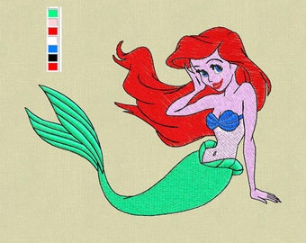 Ariel Embroidery Design, Mermaid Embroidery Design, Disney Princess Embroidery Design, Baby Embroidery Design, Girl embroidery design