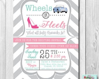 Wheels or Heels Invitation Gender Reveal OR Baby Shower OR Any Event!