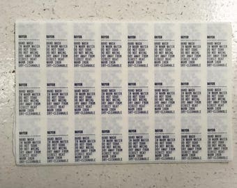 Sheets of Rayon Care Labels
