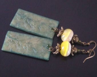 Earrings: Green Nature and Lampwork Glass