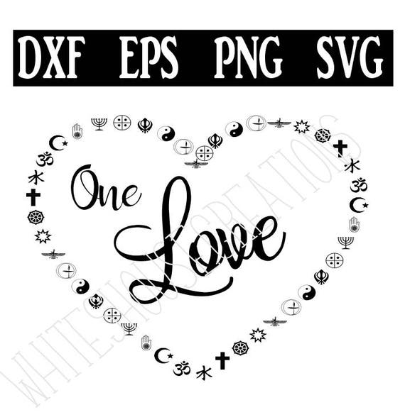 Download One Love in multi-religious symbols coexist SVG dxf eps