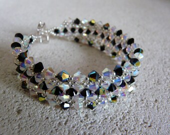 BRACELET SWAROVSKI CRYSTAL JET AND CRYSTAL