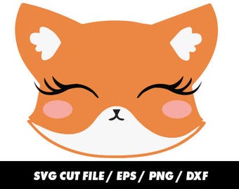 Fox svg files, Kawaii clipart, Fox cut file, Fox silhouette svg eps png dxf Cut Print Mug Shirt Decal