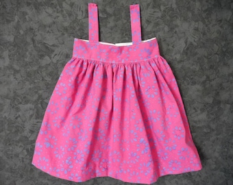 Dress baby 18 months, raspberry and blue flowers