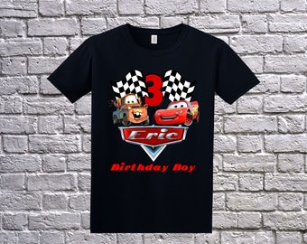 Cars birthday shirt, Cars Birthday T-Shirt, Cars Name Age, Custom Cars Shirt, Personalized Cars, Cars Birthday Party, Lightning McQueen