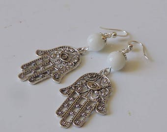 Hands of Fatima or hand of Miriam or hamsa Silver earrings