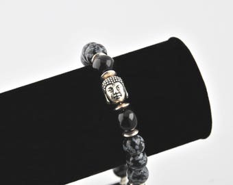 Men natural gemstones and Buddha bracelet