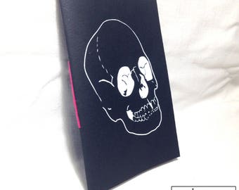 Handmade screen printed skull book