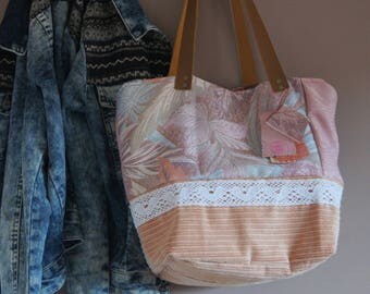Recycled chic lace and velvet textile tote bag