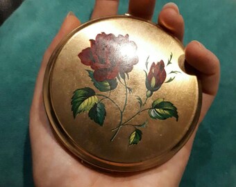 Cute, 1960s Stratton, England, Compact Mirror, used with powder, for handbag