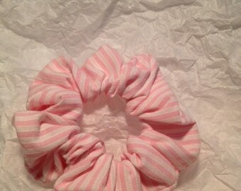Pink and white striped scrunchie