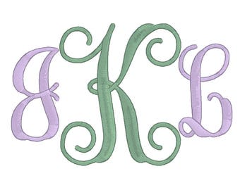 Machine Embroidery Monogram Font, Embroidery Vine Monogram Fonts, Alphabet BX, pes, exp, dst, hus, jef, vp3, vip,xxx(4 Inch)