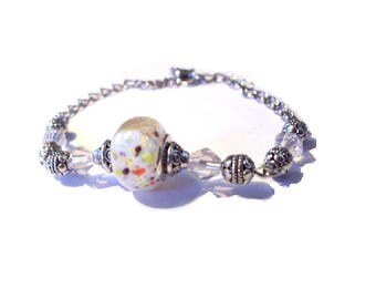 Vintage white European Bead Bracelet