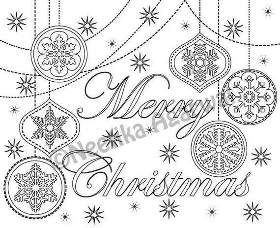 Merry Christmas Adult Coloring Page Christmas Coloring