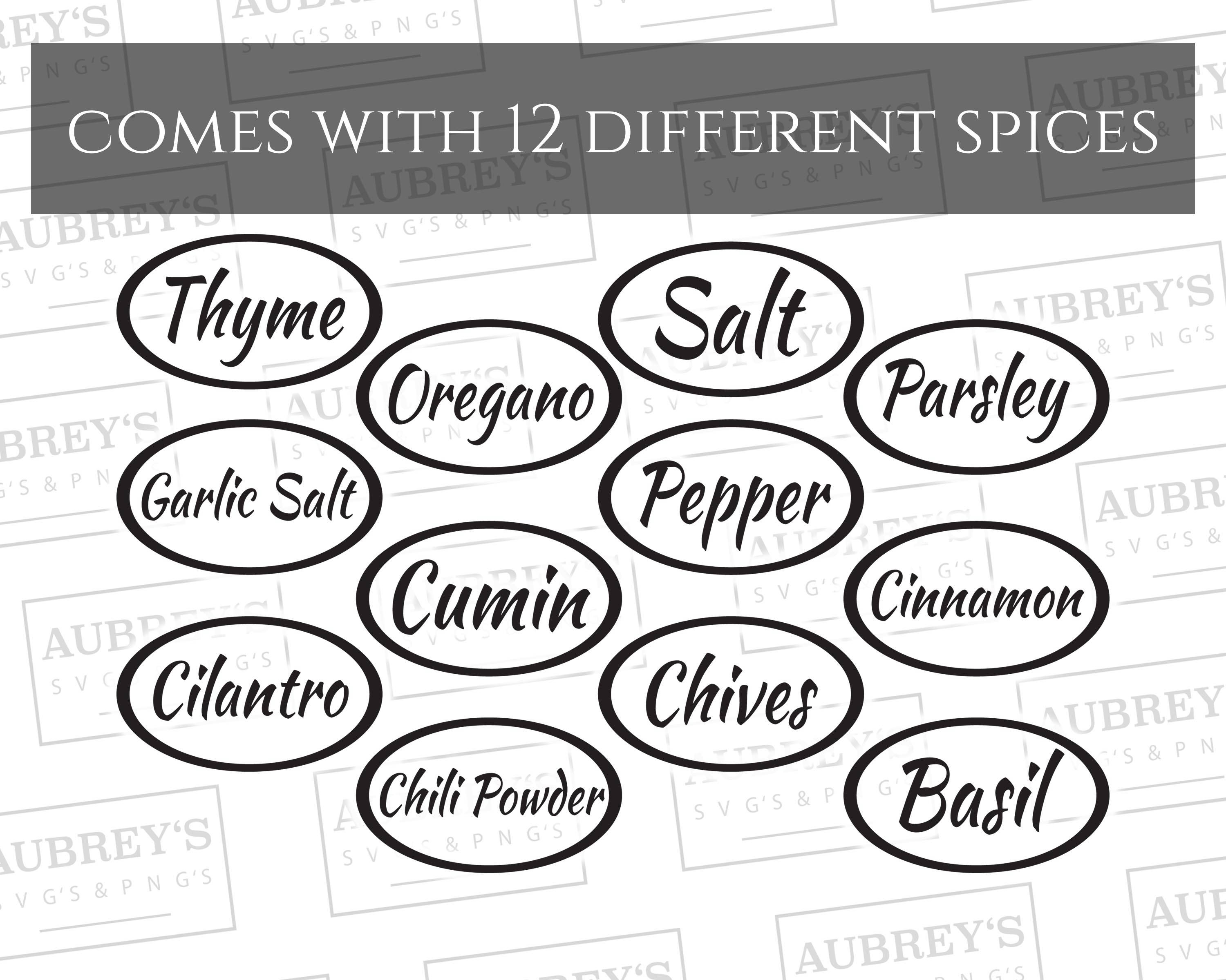Spice Jar Labels, Spices SVG, Kitchen SVGs, SVG Labels, Kitchen Labels
