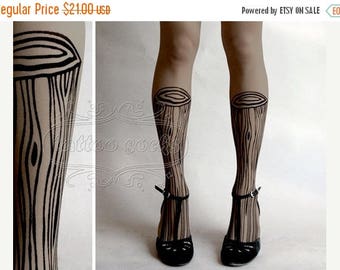 SALE///endsAug22/// thigh-high Wooden Legs TATTOO gorgeous stockings Grey