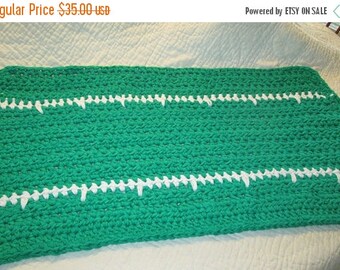 25% OFF STORE SALE Crocheted Bath Mat Triple Cotton Yarn Hot Green and White